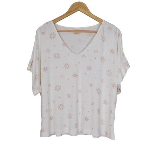 SOMA COOL NIGHTS IVORY SPARKLE STARS LOUNGE BOXY TOP - Picture 3 of 8